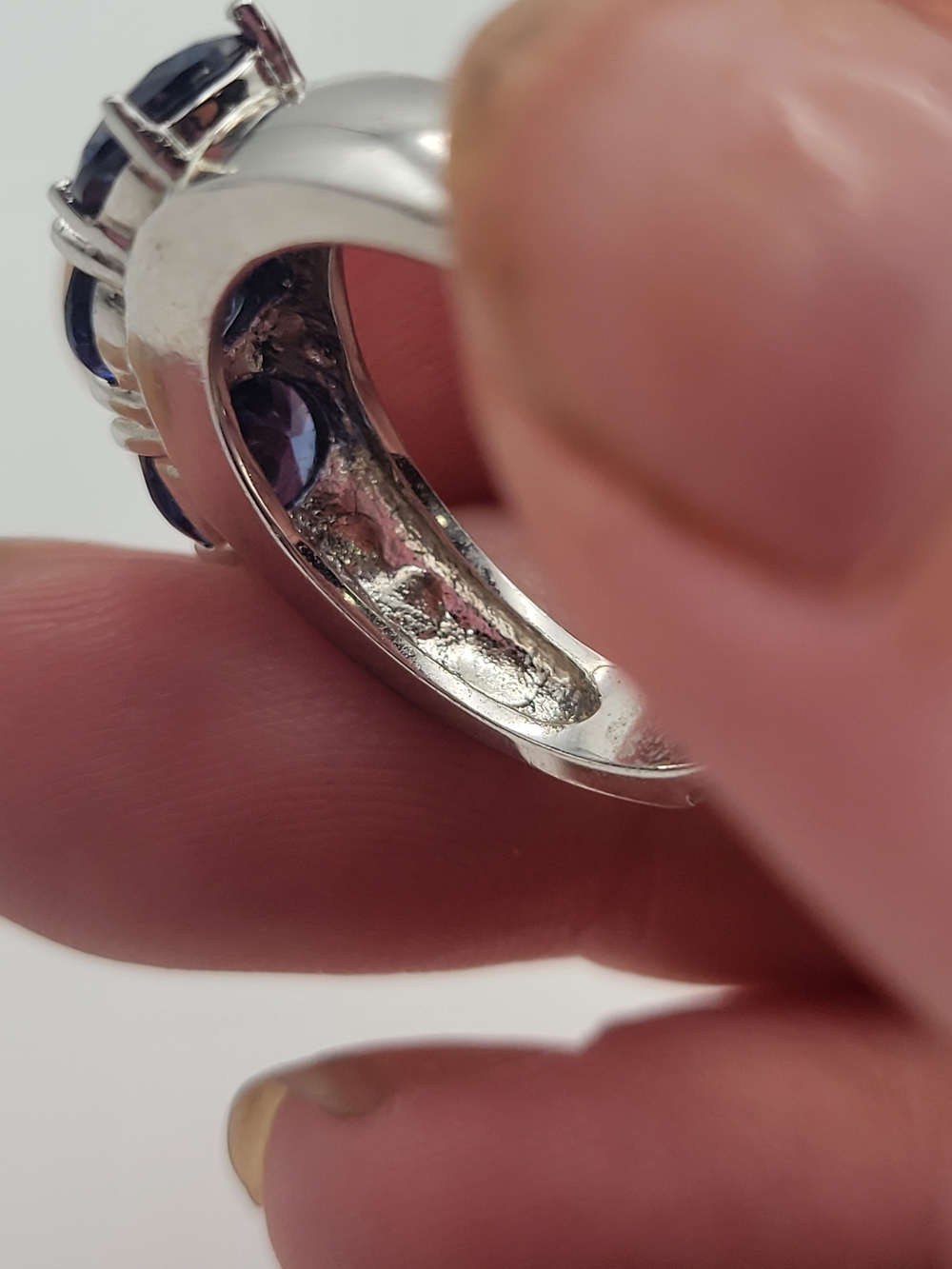 Sterling Silver Lab created Tanzanite 3 stone rings 6.75 - Picture 7 of 8